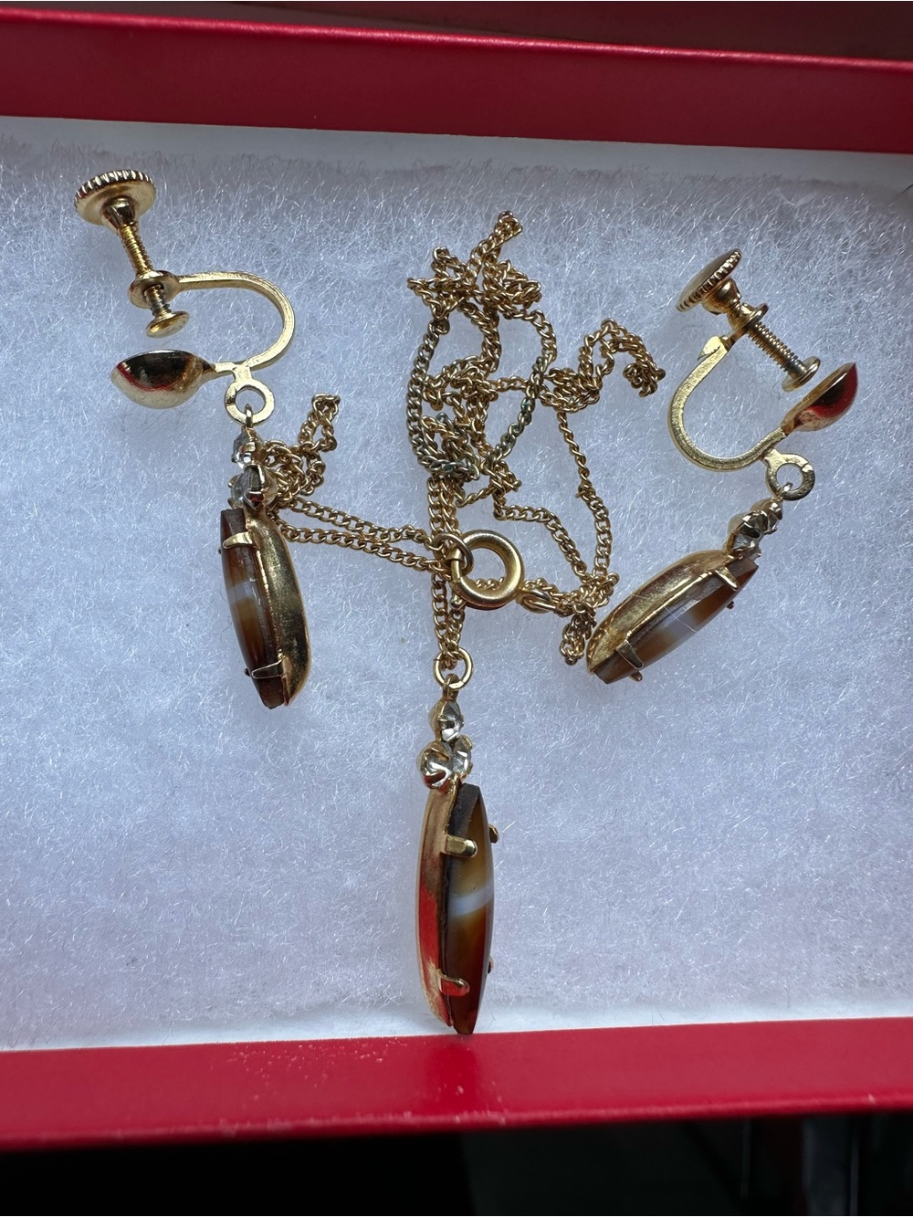 Vintage costume jewelry, screw back earrings, brooch, Coro etc